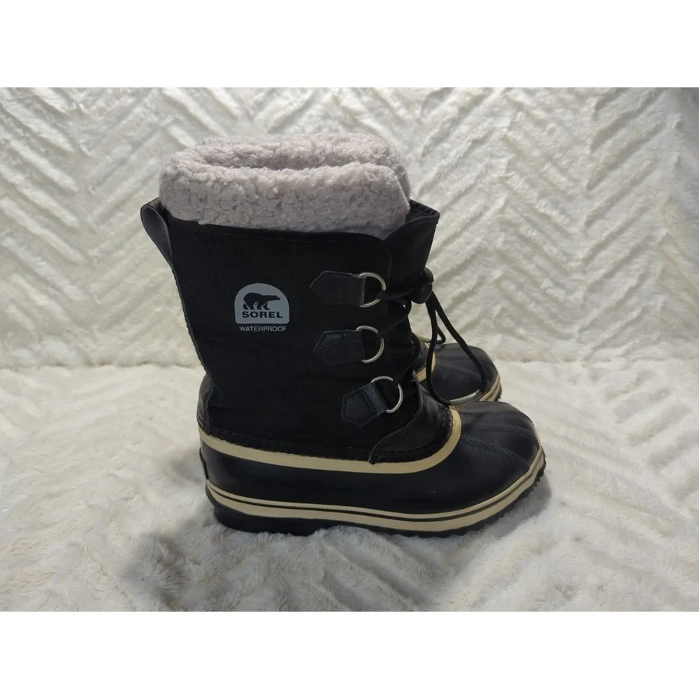 S4 Sorel Caribou Waterproof Snow Boot Faux Fur Sherpa Youth Sz 4/Women's Sz‎ 6